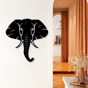 Metal Elephant Wall Decor, 16 x 16, BLK